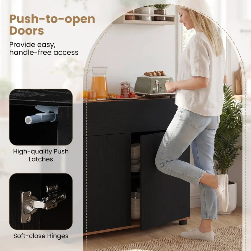 Sideboard Buffet Cabinet with Storage Wooden Kitchen Storage Cabinet-Black by DirectDeals