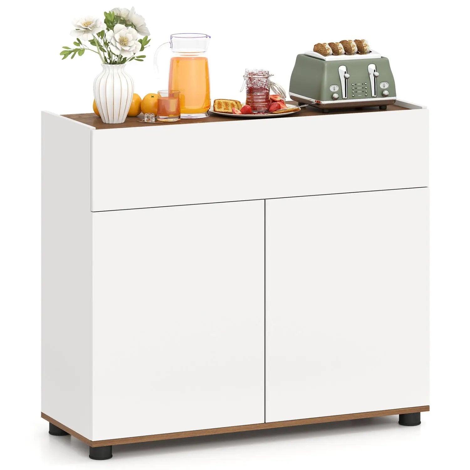 Sideboard Buffet Cabinet with Storage Wooden Kitchen Storage Cabinet-Black by DirectDeals