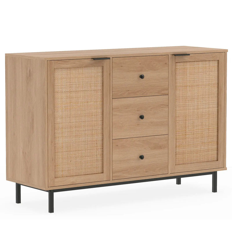 Sideboard Buffet Cabinet with Rattan Doors and 3 Drawers by DirectDeals