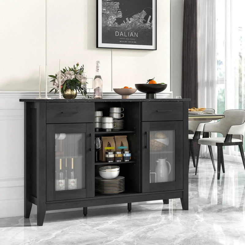 Sideboard Buffet Cabinet with 2 Drawers and 4 Adjustable Shelves by DirectDeals