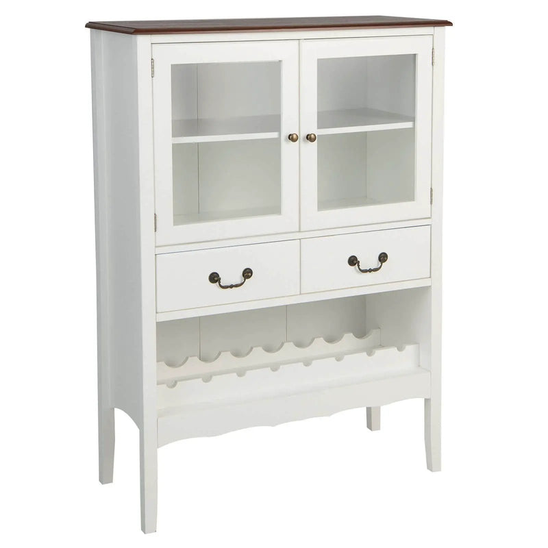 Sideboard Buffet Cabinet with 2 Tempered Glass Doors-White by DirectDeals