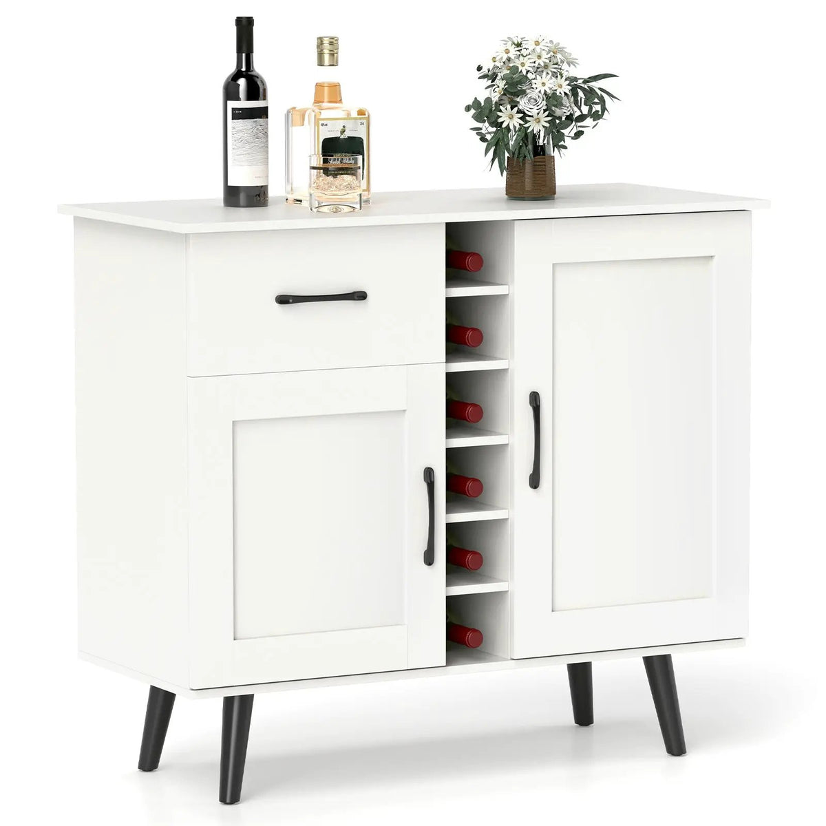 Modern Wine Bar Buffet Cabinet with 6-Bottle Wine Rack by DirectDeals