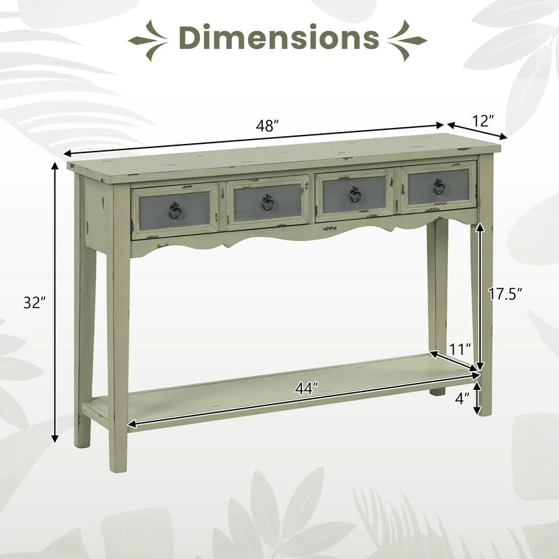 48 Inch Farmhouse Console Table with 2 Drawers and Open Storage Shelf for Hallway by DirectDeals