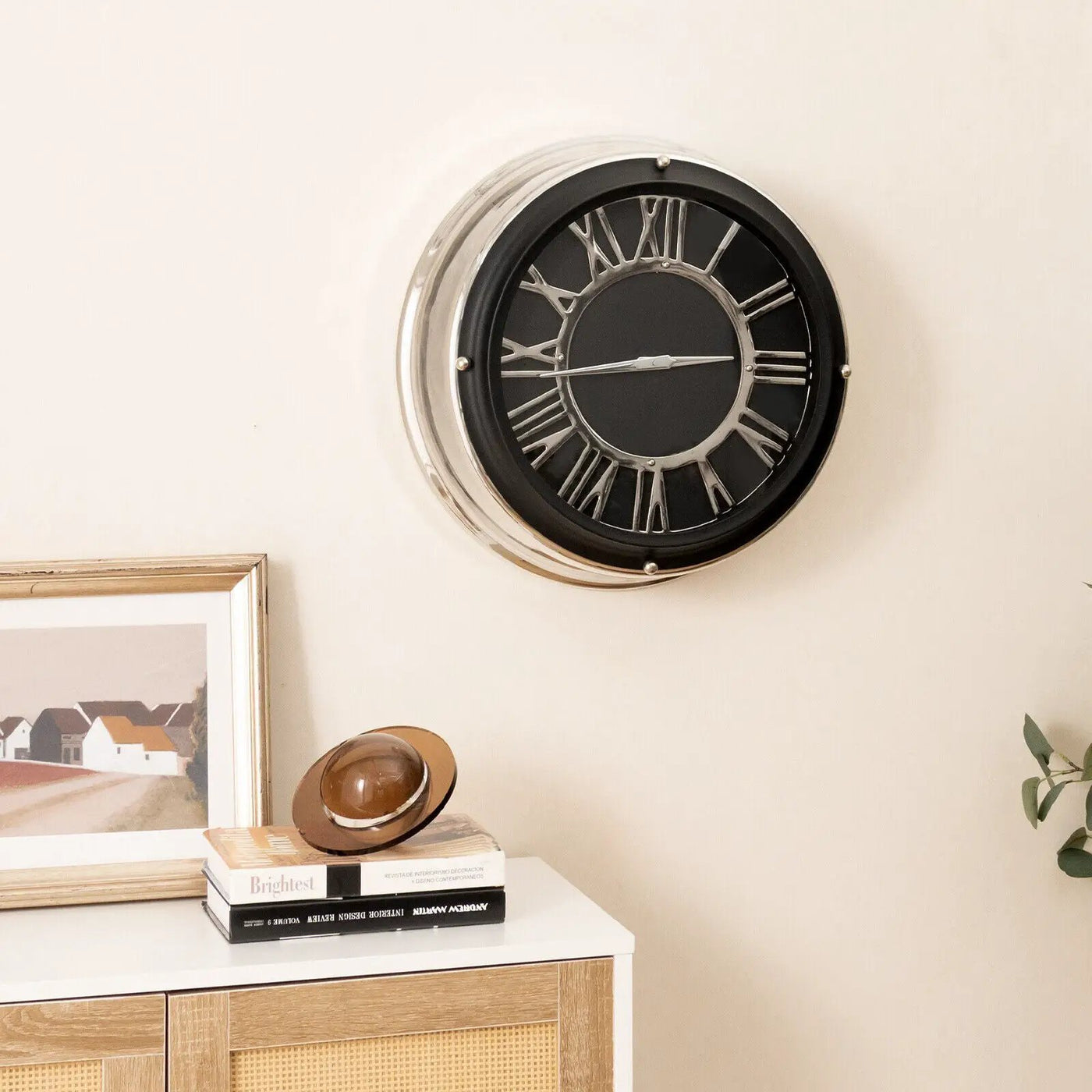 13.5/17.5 Inch Silent Wall Clock with Silver Frame by DirectDeals