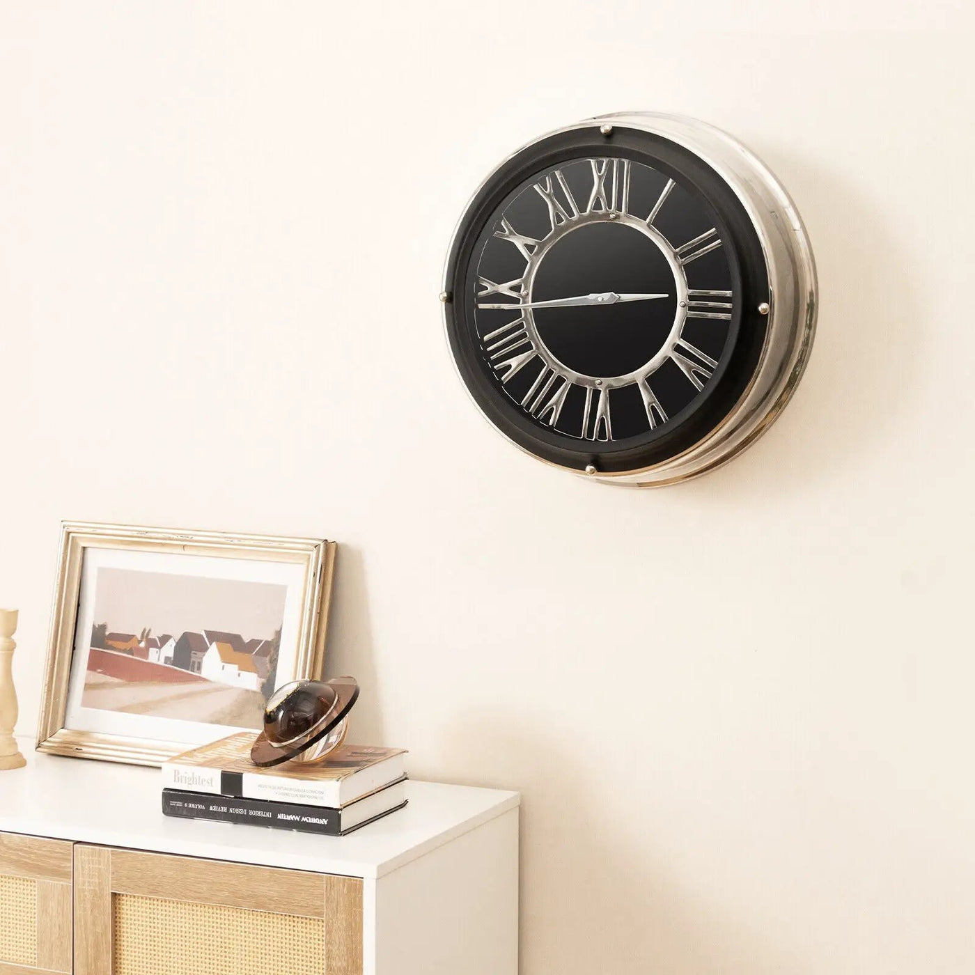 13.5/17.5 Inch Silent Wall Clock with Silver Frame by DirectDeals