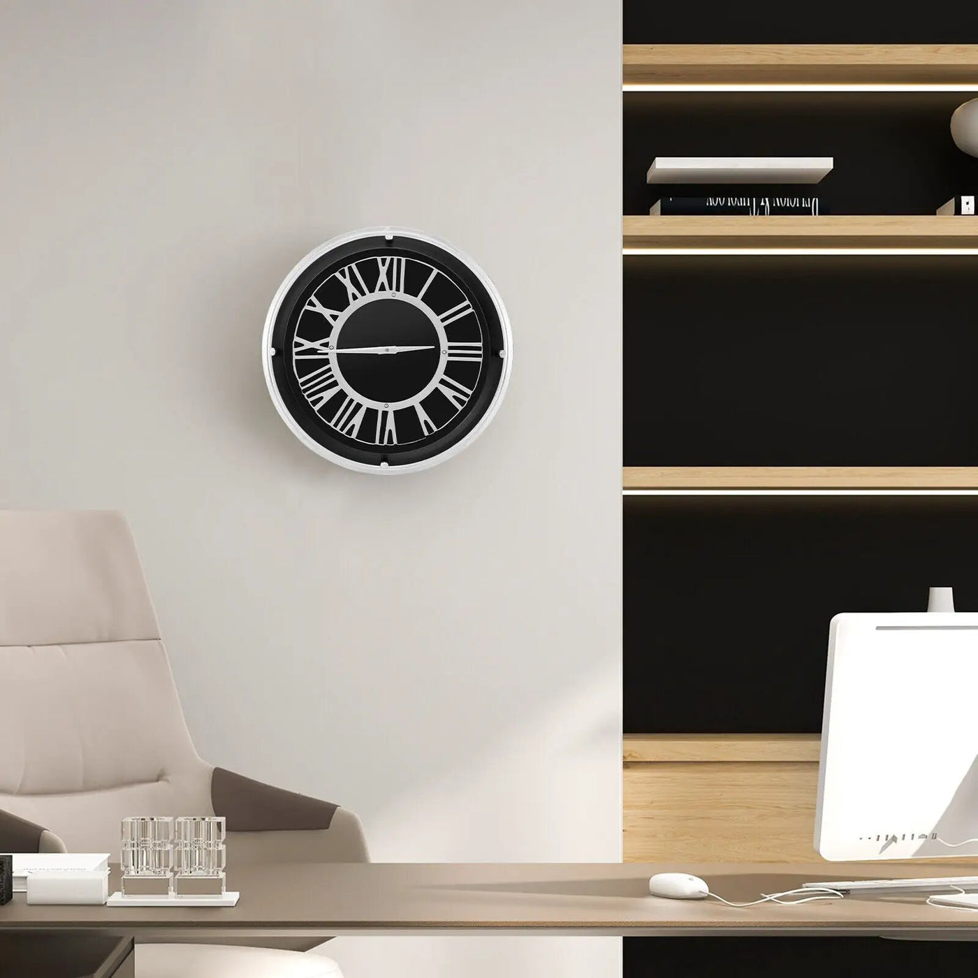 13.5/17.5 Inch Silent Wall Clock with Silver Frame by DirectDeals