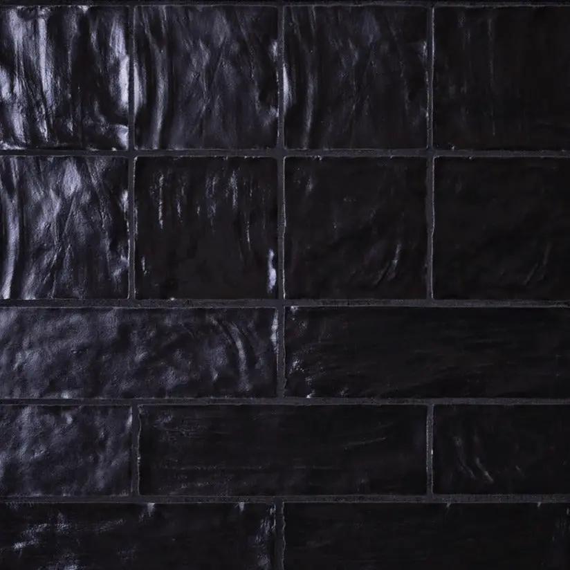 Black 2.5x8 Glossy Matte Subway Ceramic Tile (38 pack, 5.38 sq ft/case) by Apollo Tile