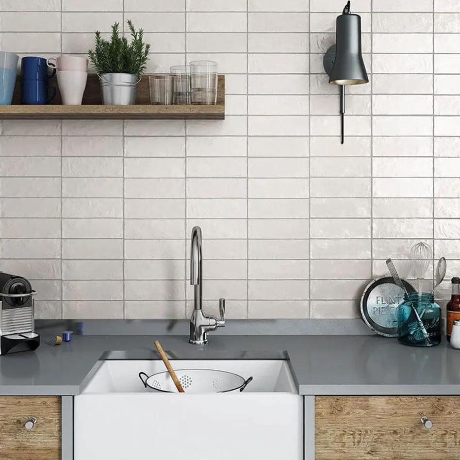White 2.5x8 Glossy Matte Subway Ceramic Tile (38 pack, 5.38 sq ft/case) by Apollo Tile