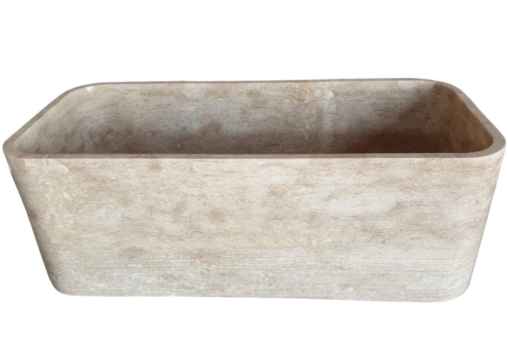 Silver Beige Naturel Stone Rectangular Shape Hand-Carved Unique Travertine Bathtub (W)32" (L)60" (H)22" by GobekDesign