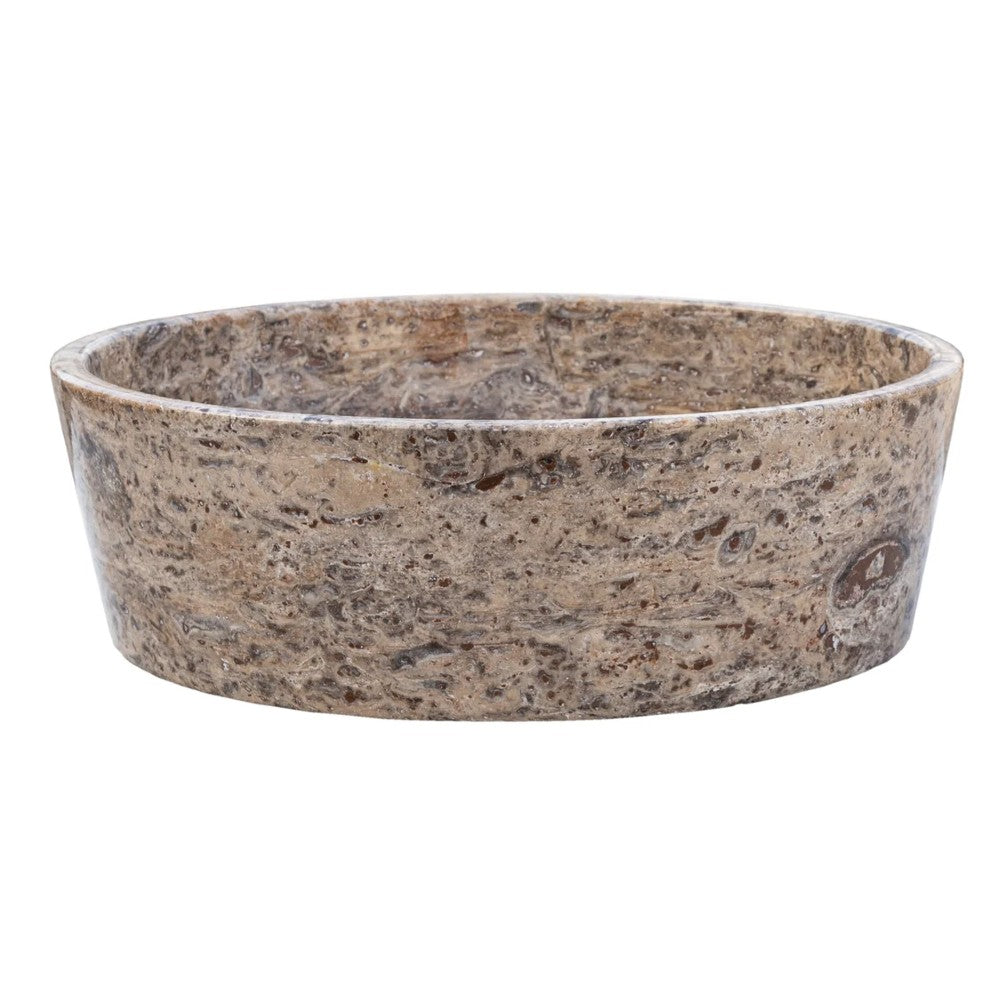 Silver Latte Travertine Natural Stone Vessel Sink Filled and Polished (D)16" (H)5" by GobekDesign