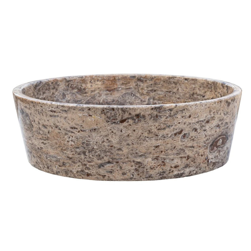 Silver Latte Travertine Natural Stone Vessel Sink Filled and Polished (D)16" (H)5" by GobekDesign