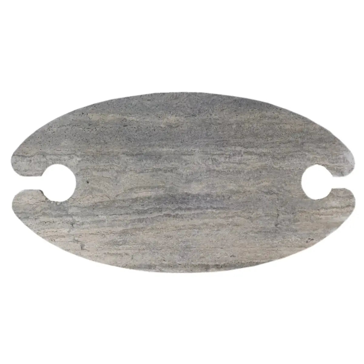 Silver Travertine Vein-Cut Coffee Table with Conic Legs Honed by GobekDesign