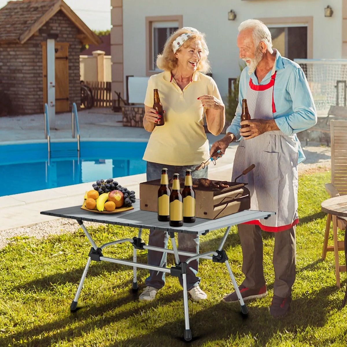 Folding Heavy-Duty Aluminum Camping Table with Carrying Bag by DirectDeals