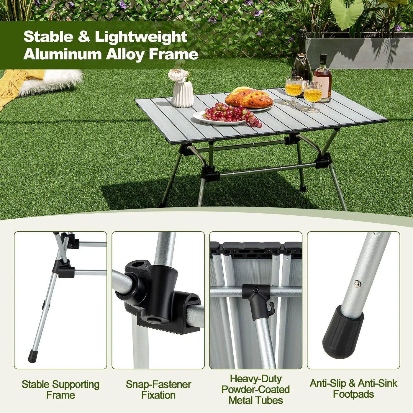 Folding Heavy-Duty Aluminum Camping Table with Carrying Bag by DirectDeals