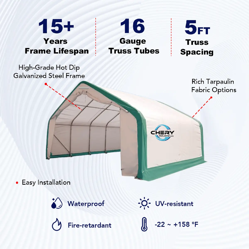 W20'xL20'xH12' Single Truss Storage Shelter by Chery Industrial