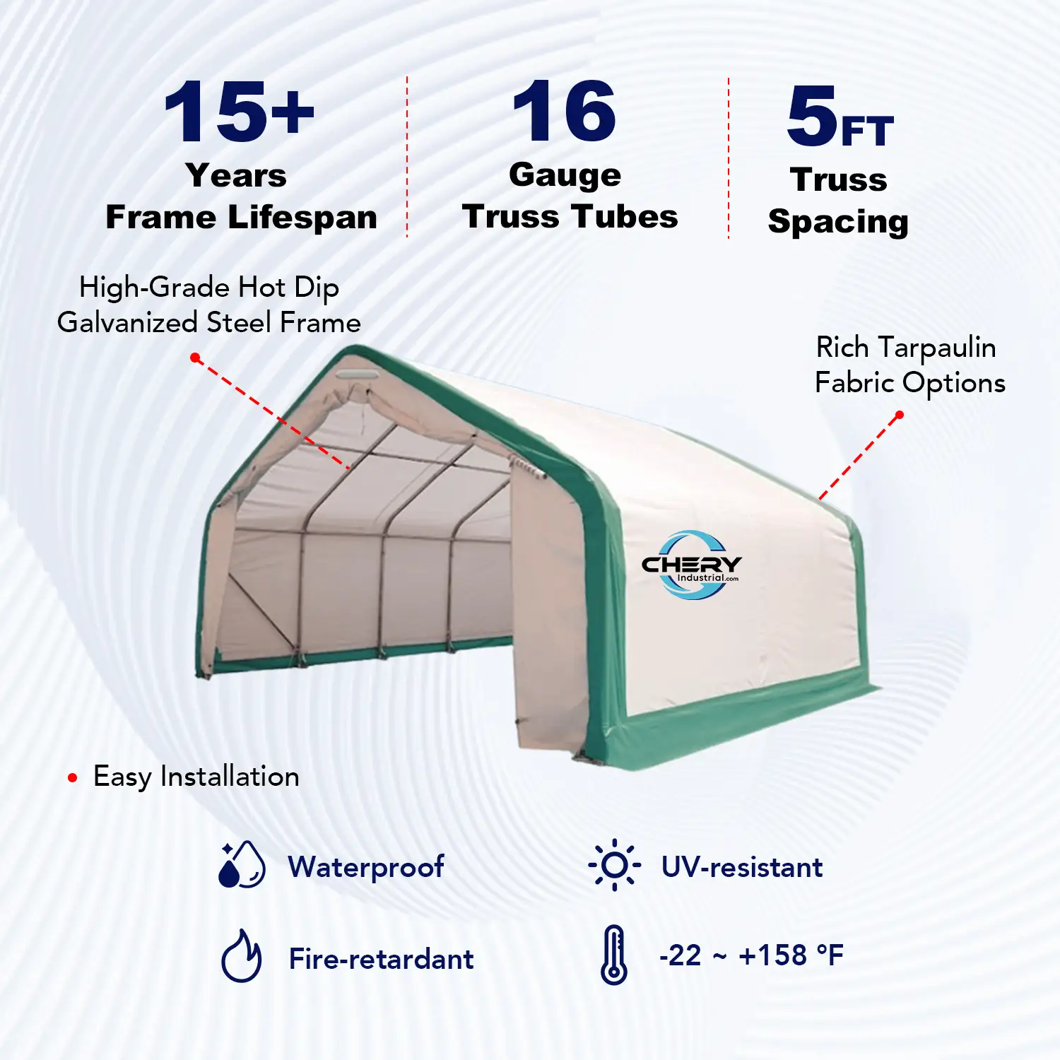 W20'xL40'xH12' Single Truss Storage Shelter by Chery Industrial