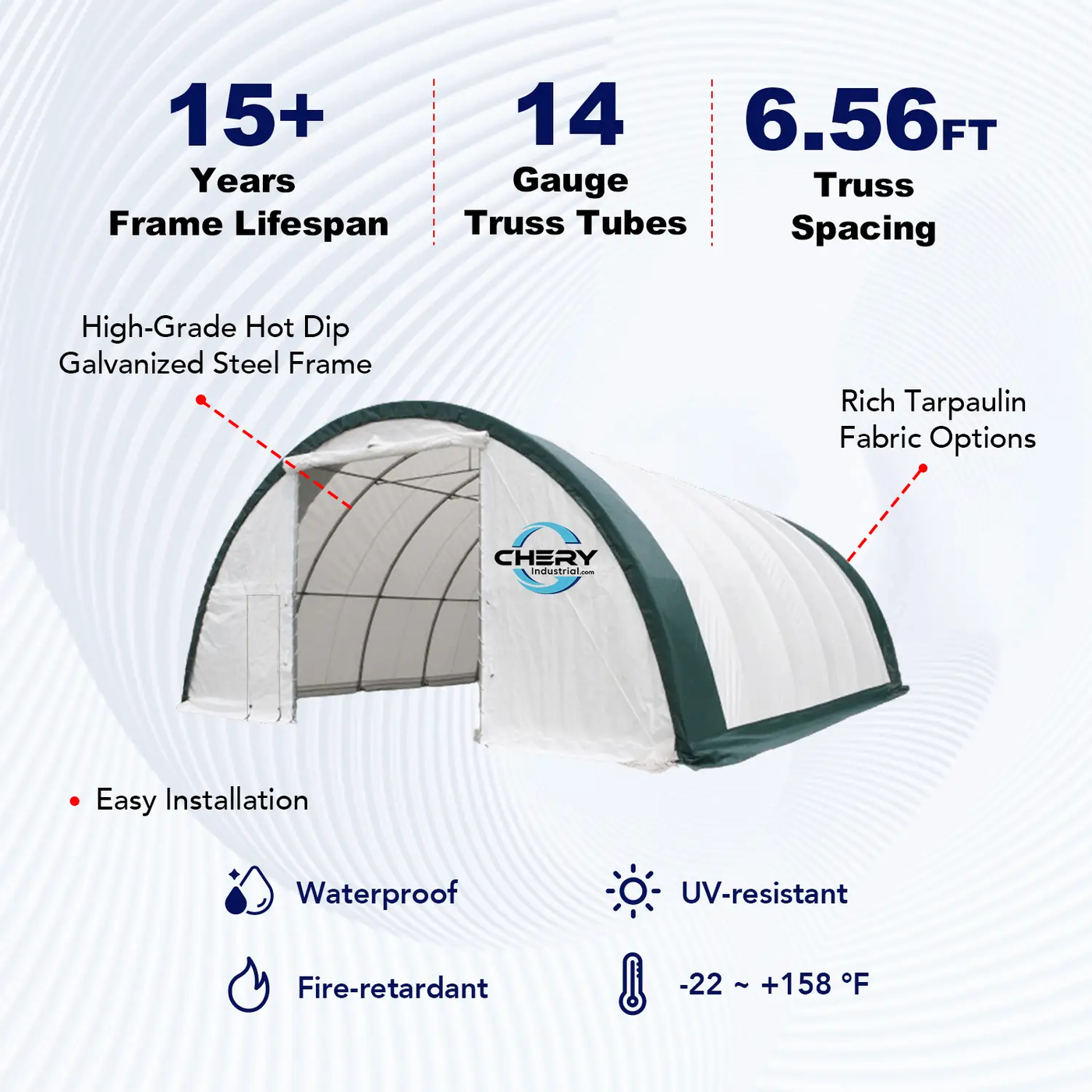 W40'xL80'xH20' Single Truss Arch Storage Shelter by Chery Industrial
