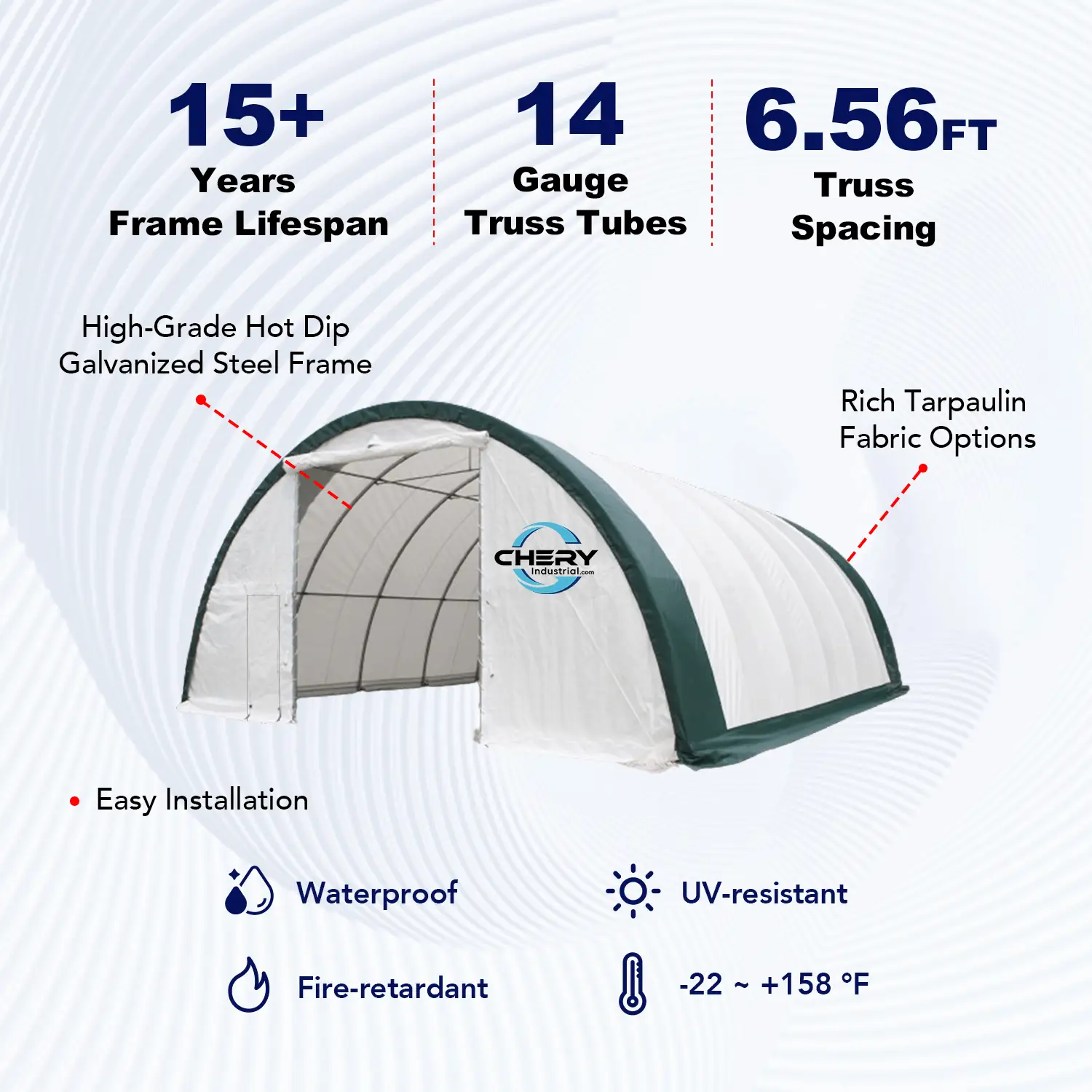 W40'xL80'xH20' Single Truss Arch Storage Shelter by Chery Industrial