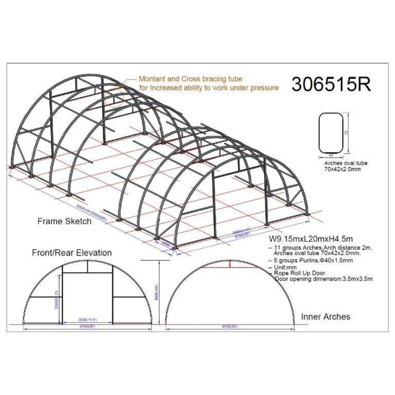 W30'xL65'xH15' Single Truss Arch Storage Shelter by Chery Industrial