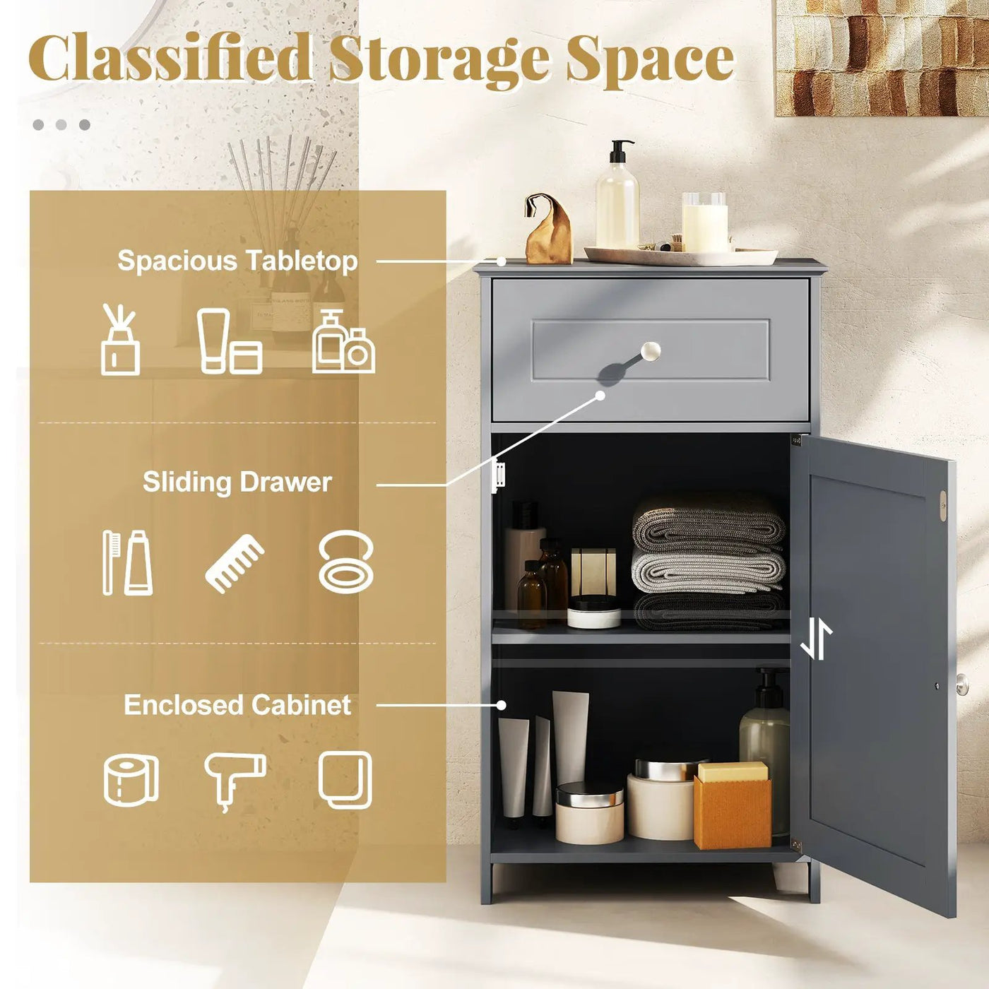 Single Door Bathroom Cabinet with Adjustable Shelf and Drawer by DirectDeals