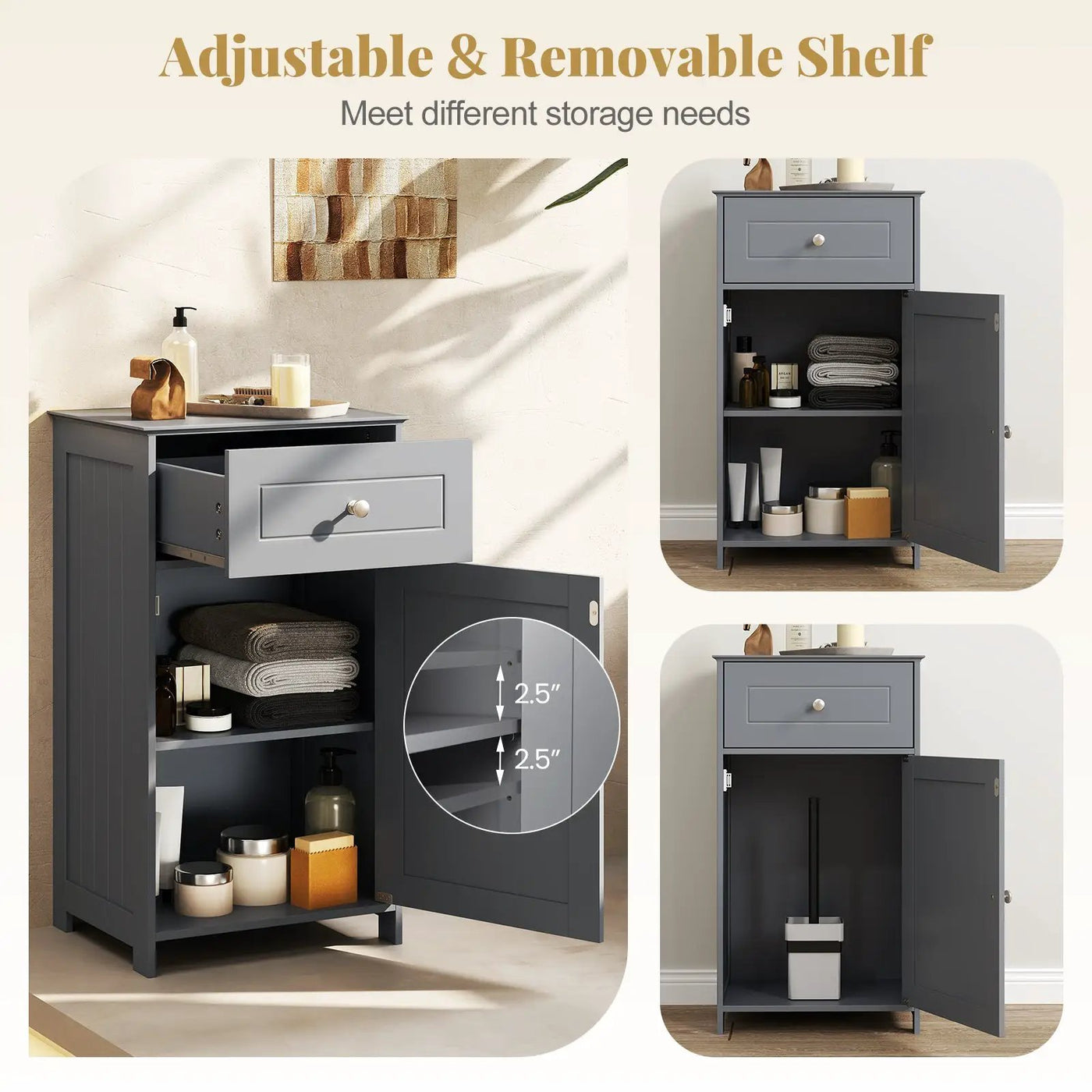 Single Door Bathroom Cabinet with Adjustable Shelf and Drawer by DirectDeals