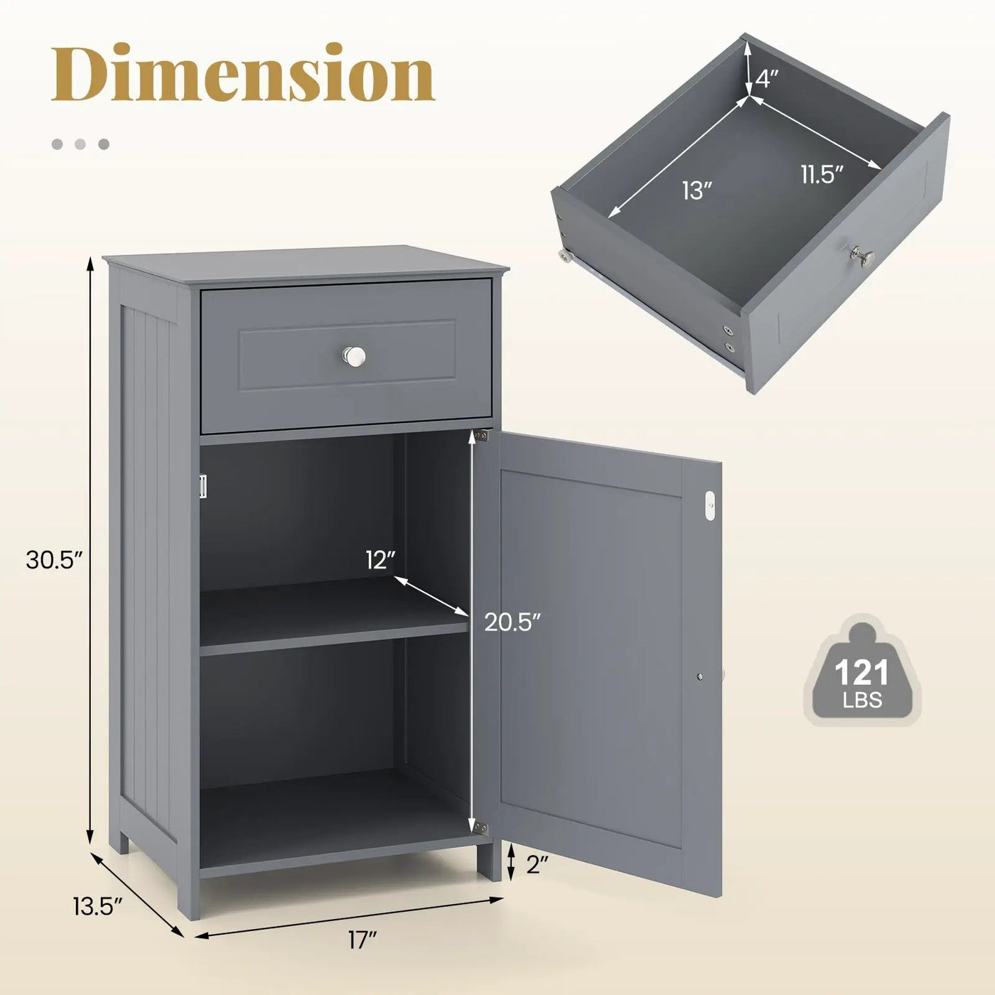 Single Door Bathroom Cabinet with Adjustable Shelf and Drawer by DirectDeals