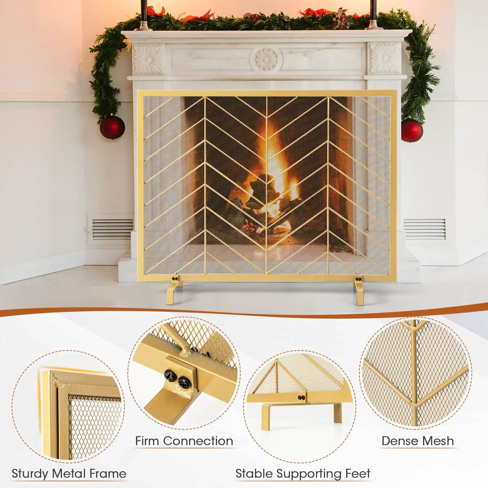38 x 31 Inch Single Panel Fireplace Screen by DirectDeals