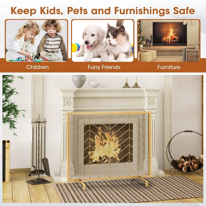 38 x 31 Inch Single Panel Fireplace Screen by DirectDeals