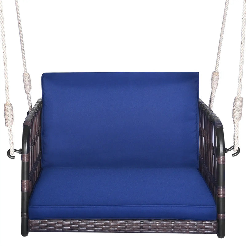 Single Person Hanging Seat with Seat and Back Cushions-Navy by DirectDeals