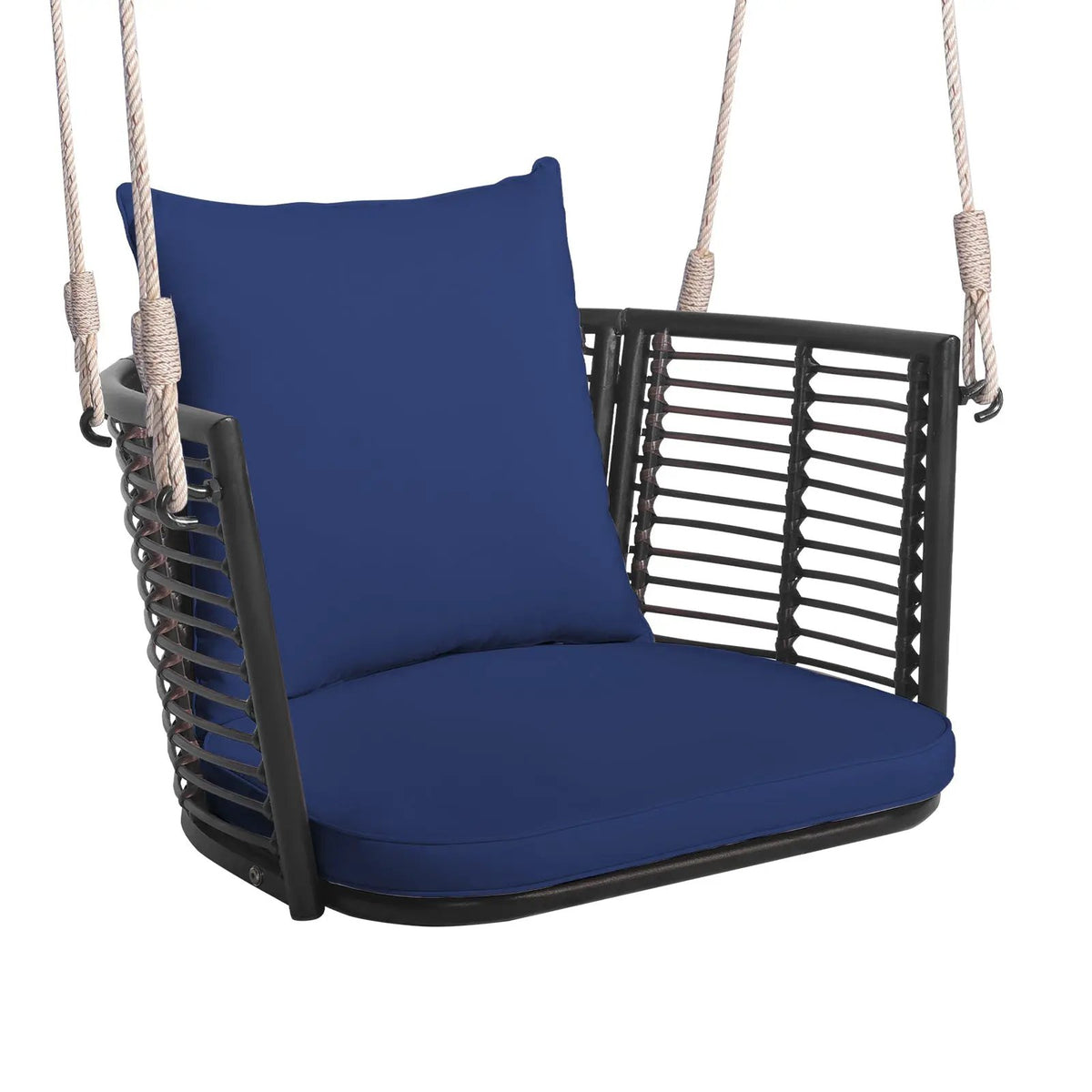 Single Person Hanging Seat with Woven Rattan Backrest for Backyard by DirectDeals