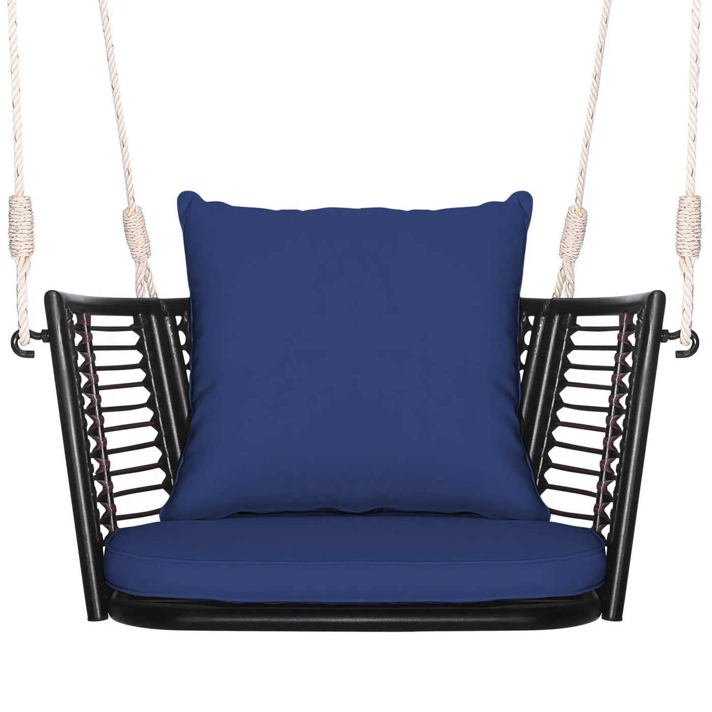 Single Person Hanging Seat with Woven Rattan Backrest for Backyard by DirectDeals