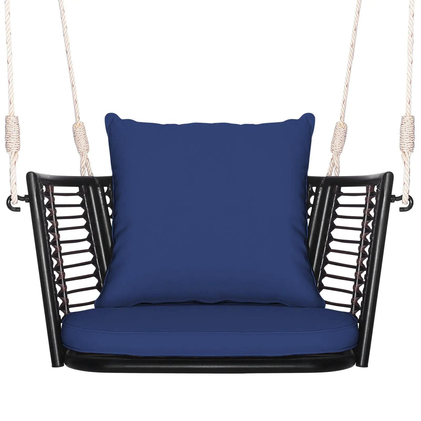 Single Person Hanging Seat with Woven Rattan Backrest for Backyard by DirectDeals