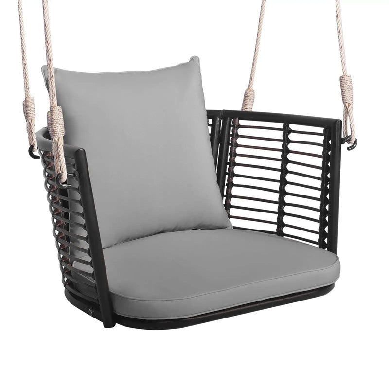 Single Person Hanging Seat with Woven Rattan Backrest for Backyard by DirectDeals