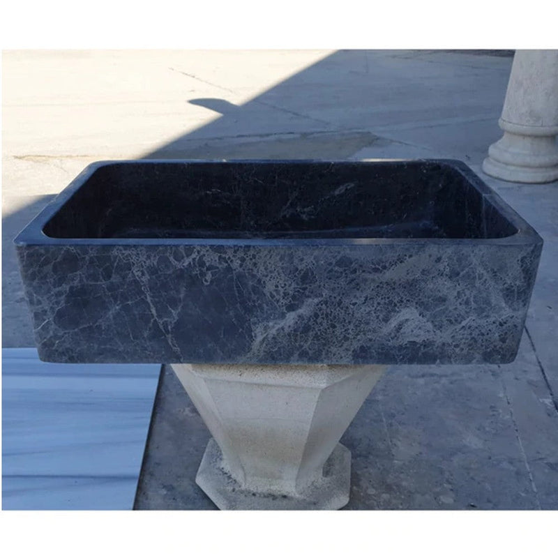 Natural Stone Sirius Black Marble Farmhouse Sink Polished (W)16" (L)24" (H)6" by GobekDesign