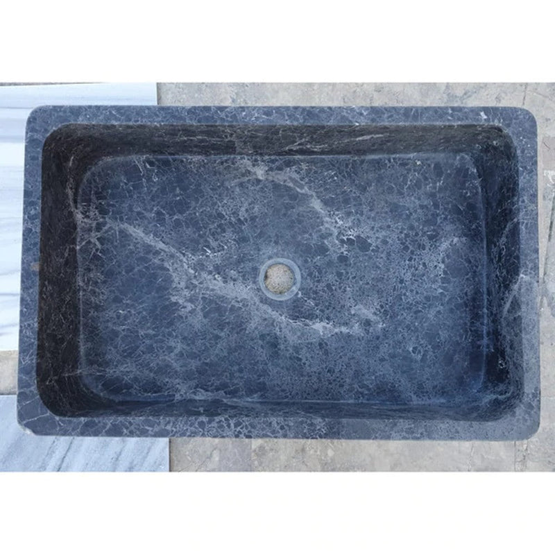 Natural Stone Sirius Black Marble Farmhouse Sink Polished (W)16" (L)24" (H)6" by GobekDesign