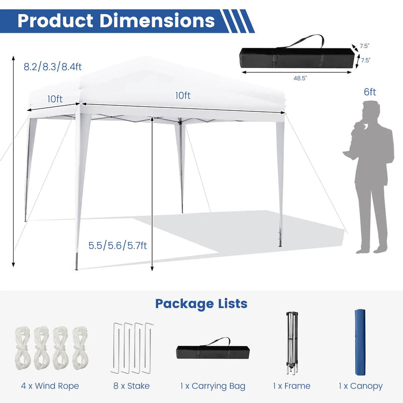 10 x 10 Feet Outdoor Pop-up Patio Canopy for Beach and Camp by DirectDeals