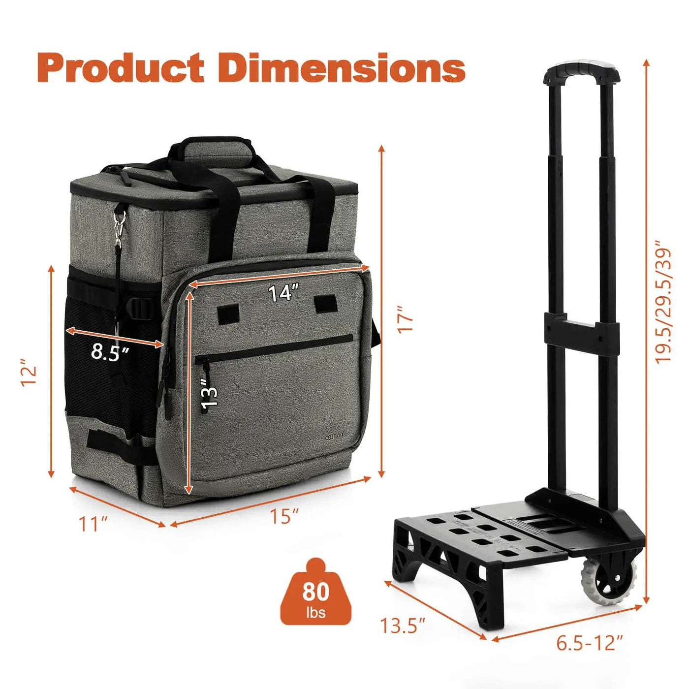50-Can Large Leakproof Rolling Cooler with Detachable Bottom Plate by DirectDeals