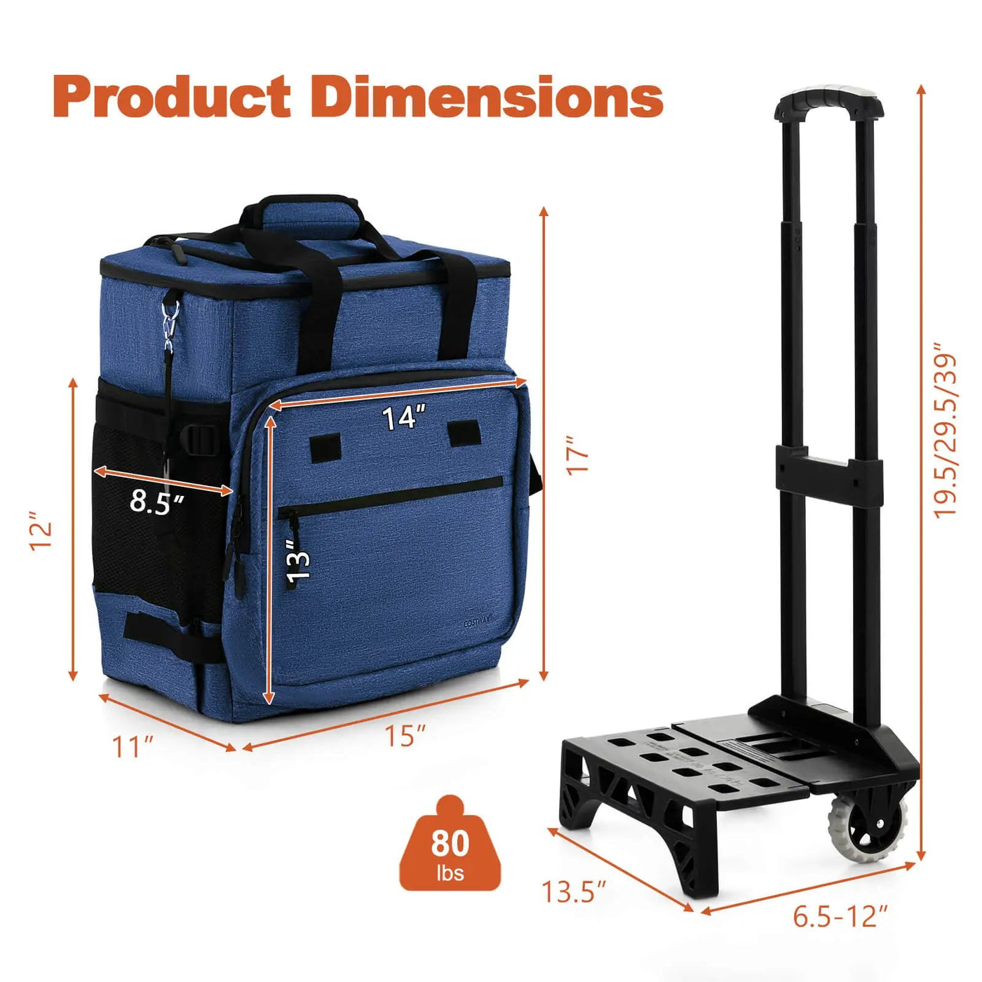 50-Can Large Leakproof Rolling Cooler with Detachable Bottom Plate by DirectDeals