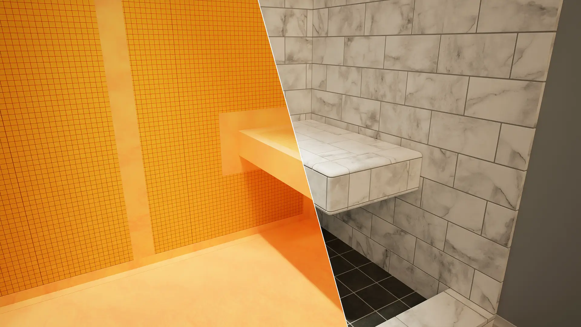 The Original™ Deluxe 48" x 48" Shower Conversion Kit with Orange Waterproof Board by The Original Granite Bracket