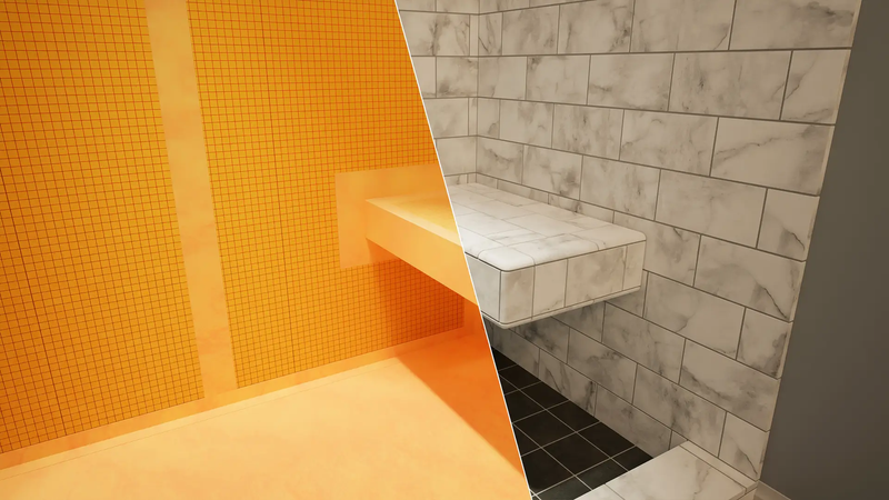 The Original™ Deluxe 48" x 48" Shower Conversion Kit with Orange Waterproof Board by The Original Granite Bracket