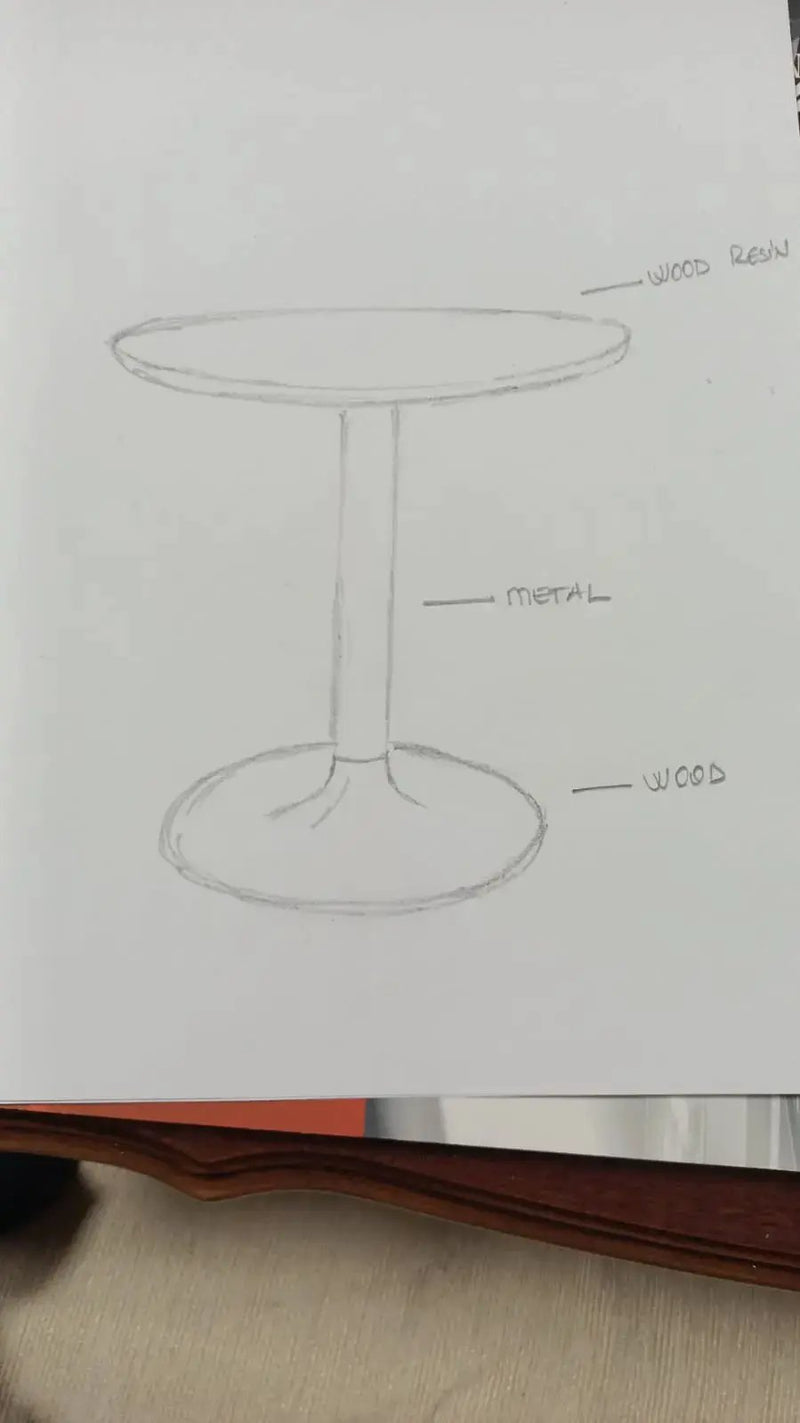 Custom Round Epoxy Resin Walnut Dining - Kitchen Table With Wood Base by Gizz