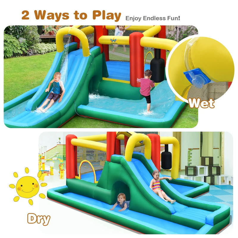 Inflatable Water Slide with Splash Pool Water Park and 680W Blower by DirectDeals
