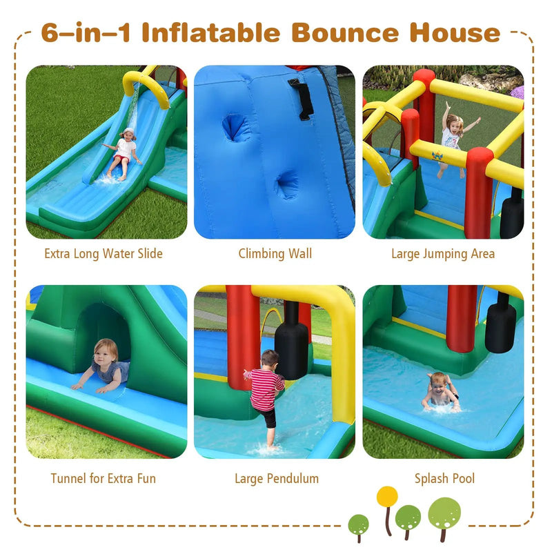 Inflatable Water Slide with Splash Pool Water Park and 680W Blower by DirectDeals