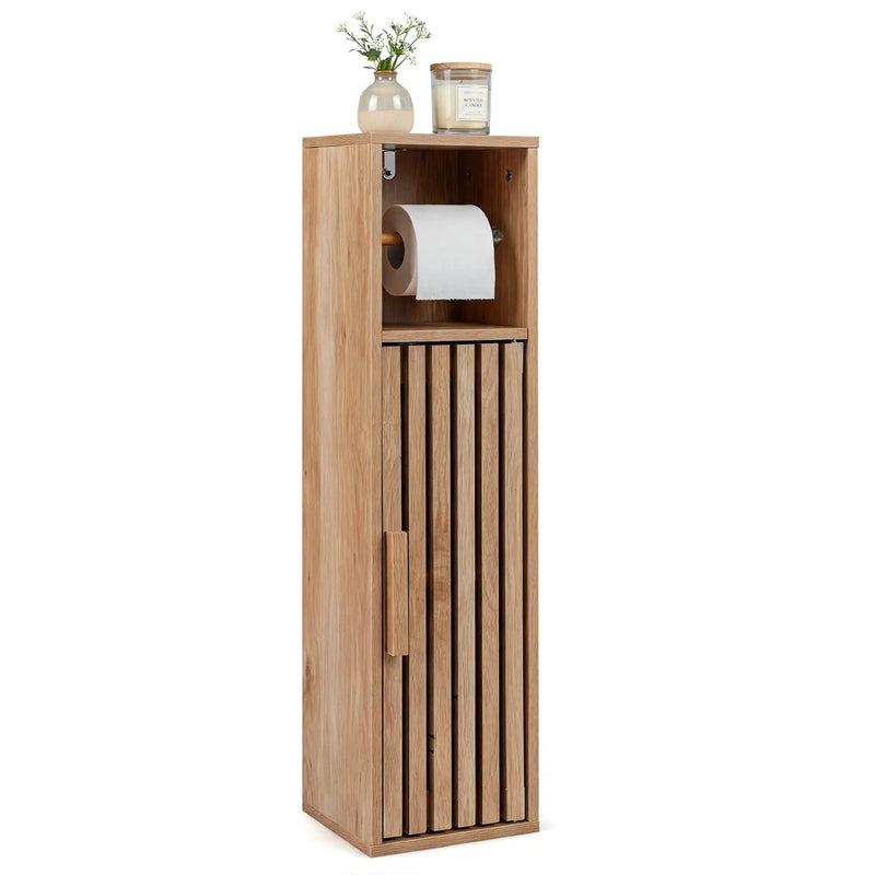 Slim Bathroom Cabinets Freestanding Toilet Paper Holder Stand with Door by DirectDeals