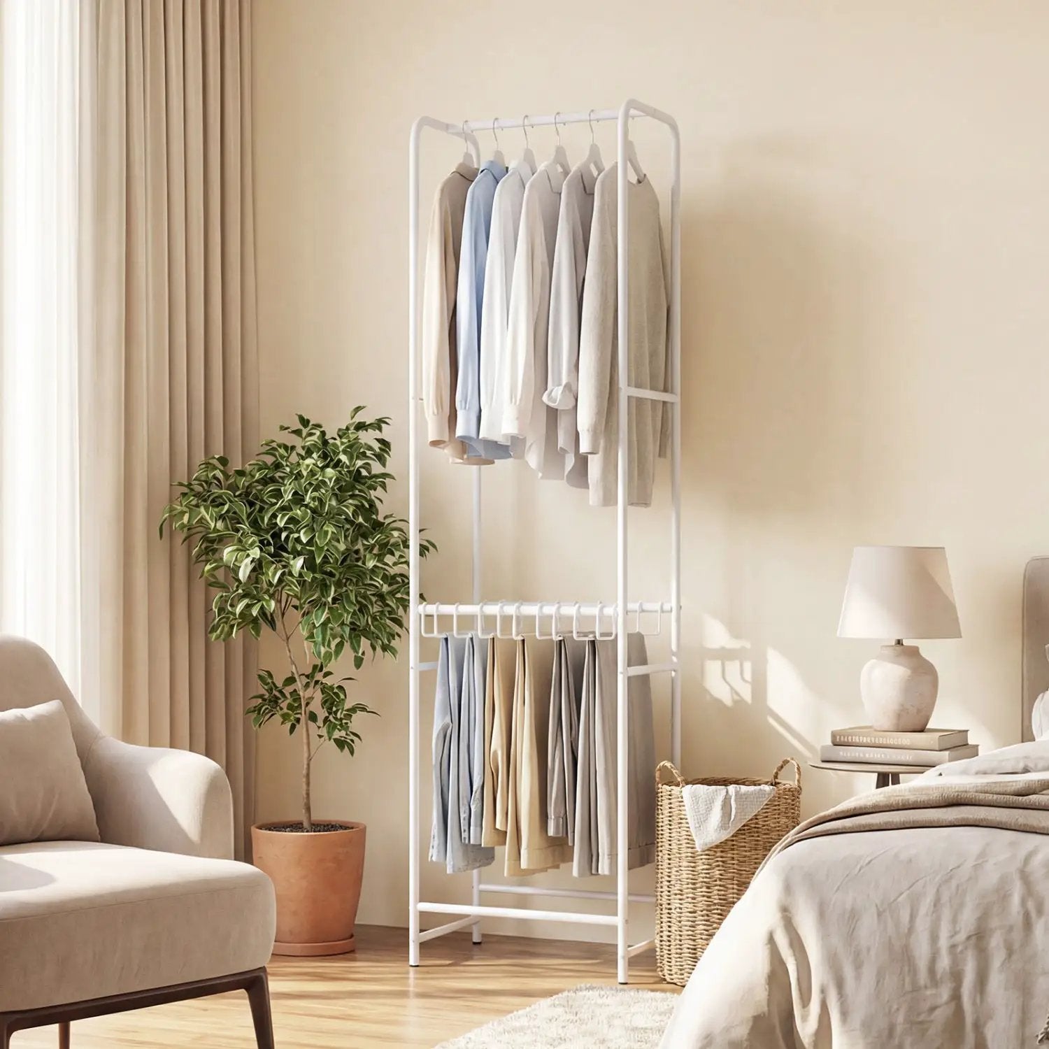 Slim Coat Rack Freestanding Garment Organizer with 8 Hanging Rods by DirectDeals