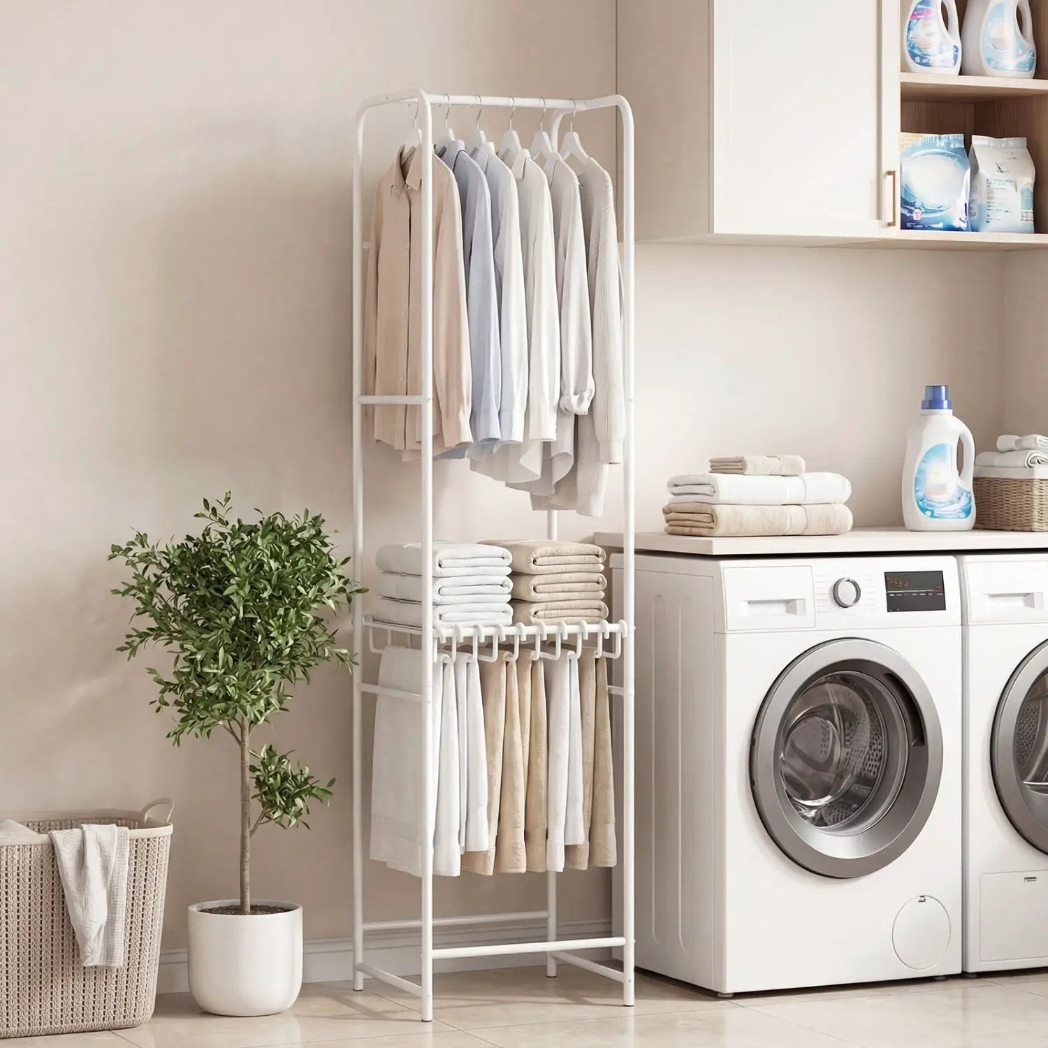 Slim Coat Rack Freestanding Garment Organizer with 8 Hanging Rods by DirectDeals