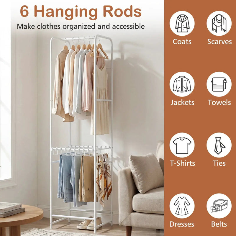 Slim Coat Rack Freestanding Garment Organizer with 8 Hanging Rods by DirectDeals