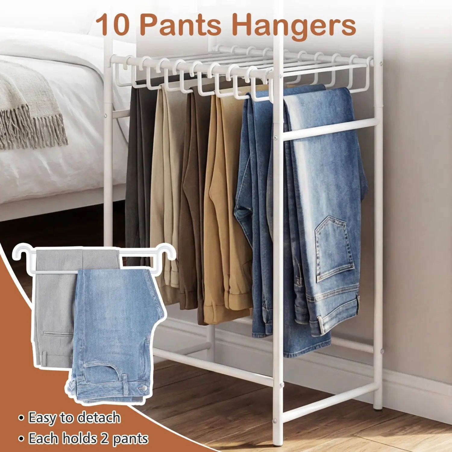 Slim Coat Rack Freestanding Garment Organizer with 8 Hanging Rods by DirectDeals