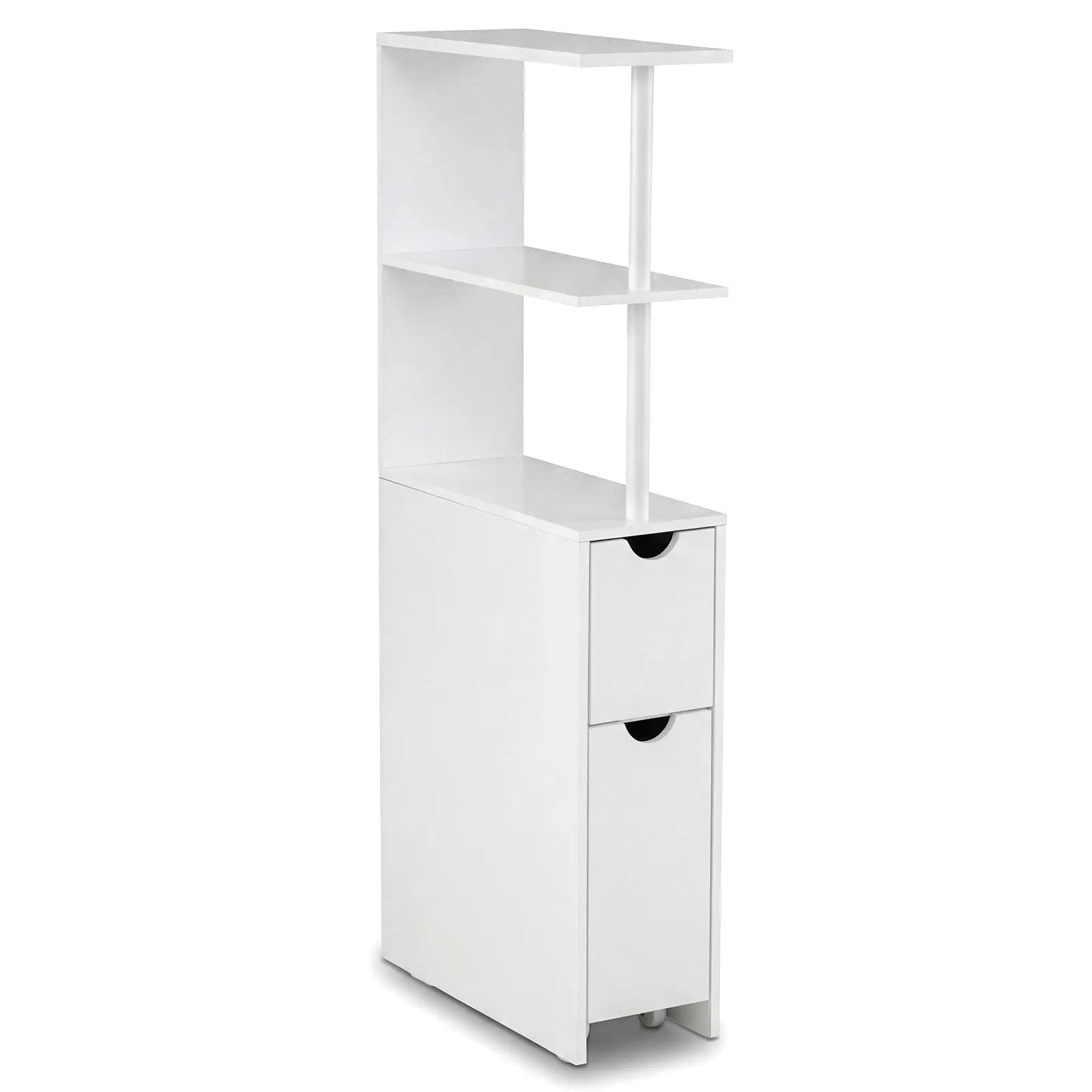 Slim Storage Freestanding Bathroom Cabinet with Open Shelves-White by DirectDeals