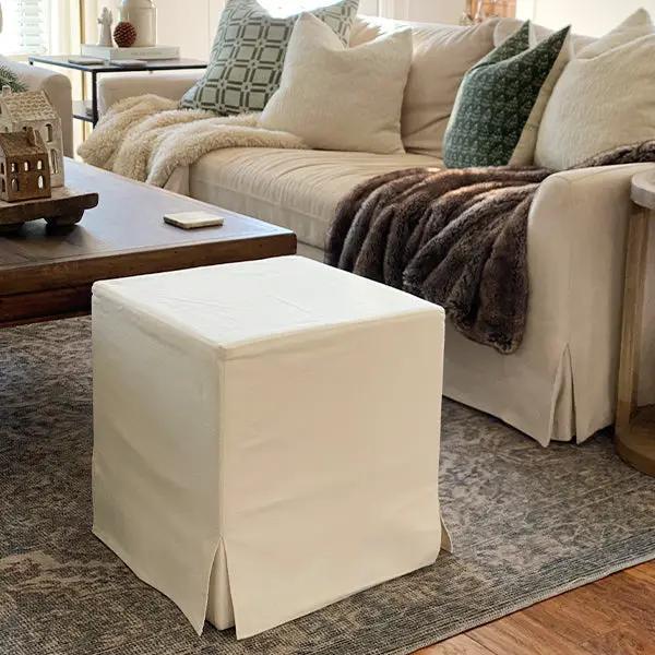 Deluxe Slipcover Upholstered Ottoman by Decor Steals